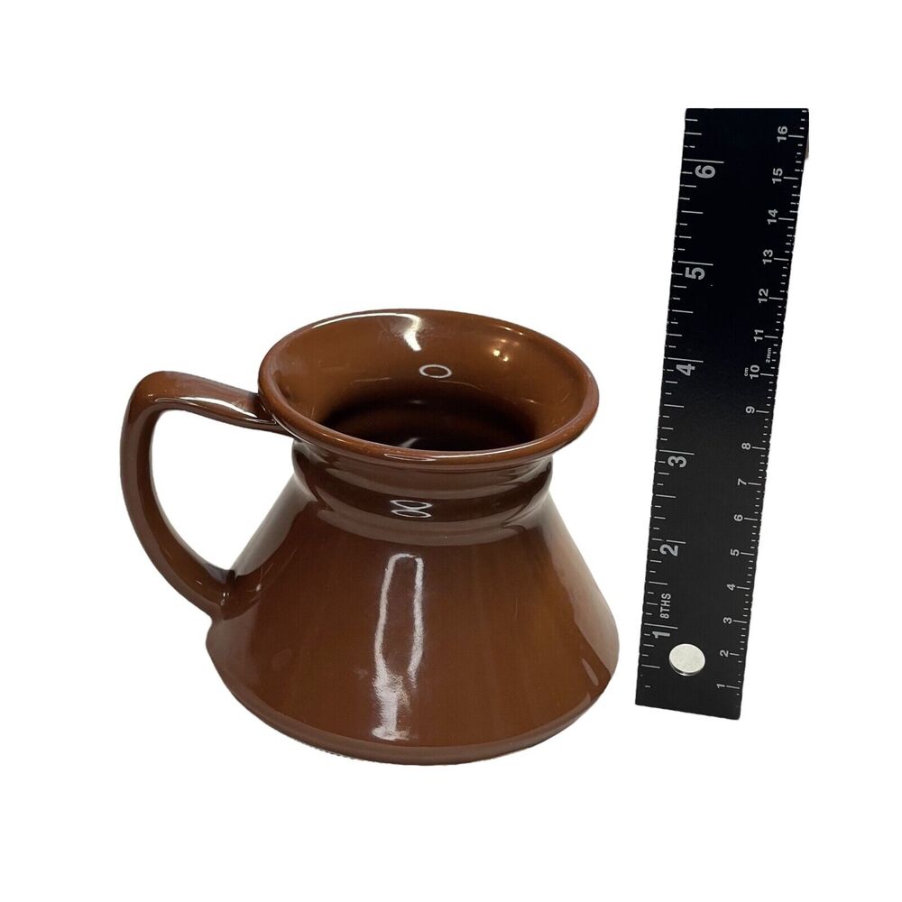 Brown Handmade Ceramic Pottery Handle Round Hot or Cold Coffee/Tea Cup 4" Tall - Picture 7 of 7